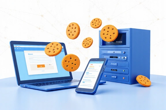 Illustration of browser cookies being stored on a device