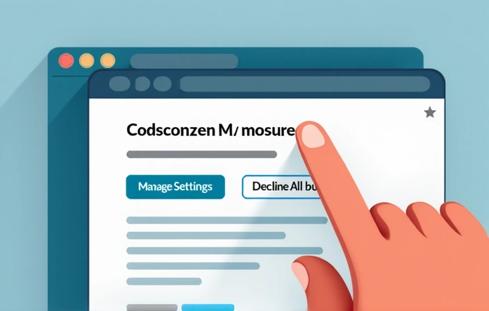 Illustration of a hand clicking a 'Manage Cookie Settings' button on a webpage
